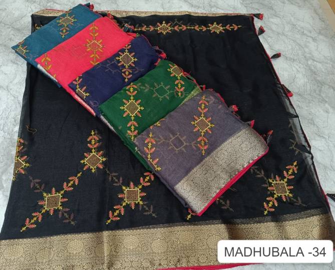 Madhubala 34 Designer Organza Silk Sarees Wholesale Shop In Surat